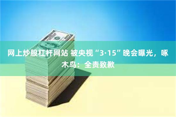 网上炒股杠杆网站 被央视“3·15”晚会曝光，啄木鸟：全责致歉