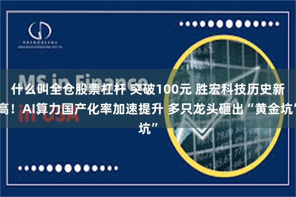 什么叫全仓股票杠杆 突破100元 胜宏科技历史新高！AI算力国产化率加速提升 多只龙头砸出“黄金坑”