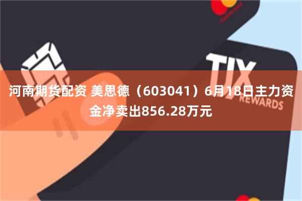 河南期货配资 美思德（603041）6月18日主力资金净卖出856.28万元