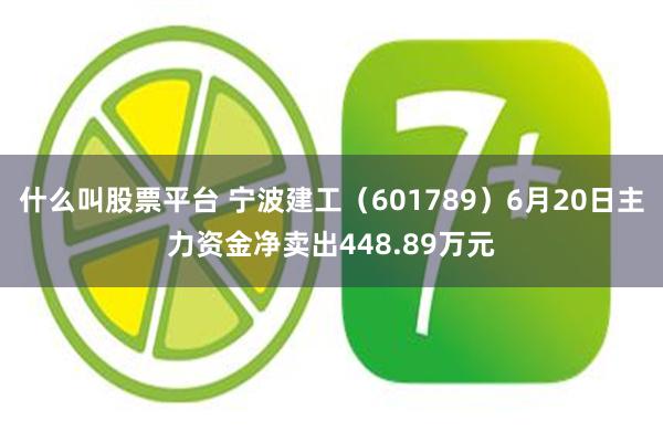 什么叫股票平台 宁波建工（601789）6月20日主力资金净卖出448.89万元