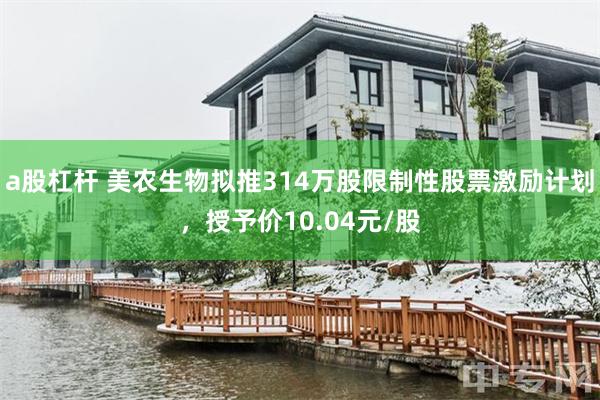 a股杠杆 美农生物拟推314万股限制性股票激励计划，授予价10.04元/股