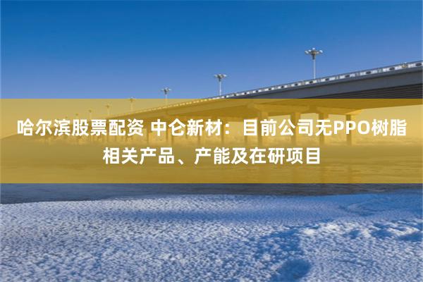 哈尔滨股票配资 中仑新材：目前公司无PPO树脂相关产品、产能及在研项目