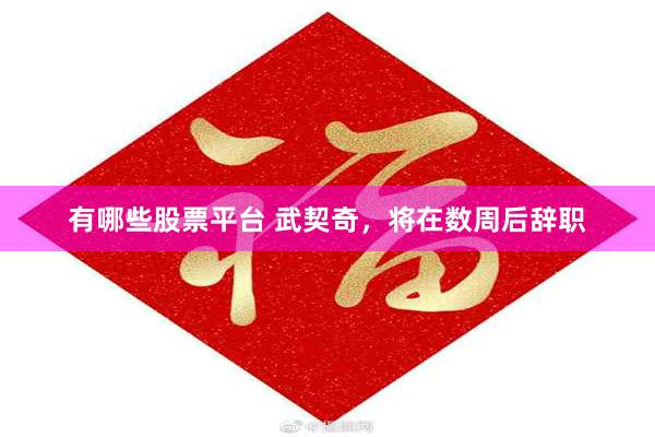 有哪些股票平台 武契奇,将在数周后辞职