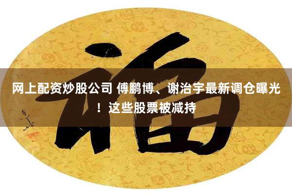 网上配资炒股公司 傅鹏博、谢治宇最新调仓曝光!这些股票被减持