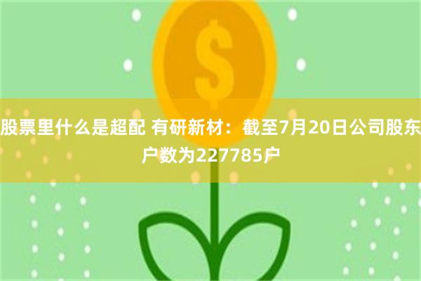 股票里什么是超配 有研新材：截至7月20日公司股东户数为227785户